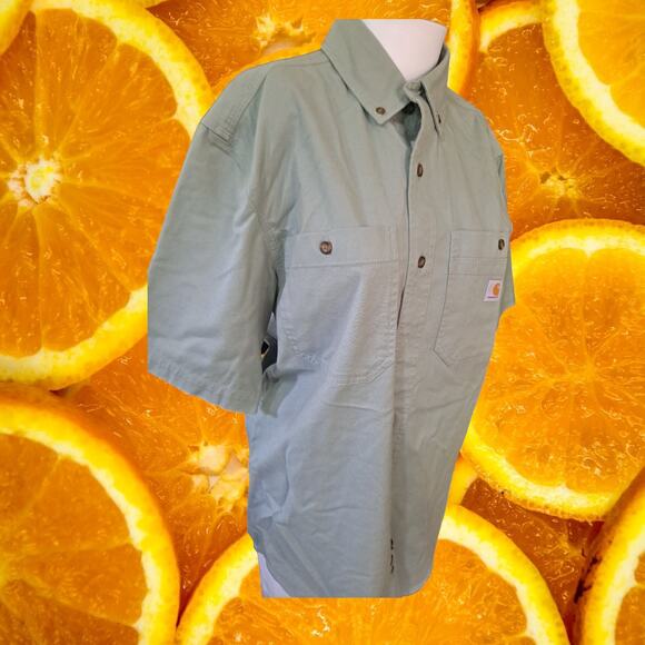 Carhartt Rugged Flex Relaxed Fit Button Up Short Sleeve Shirt Size Small‎ - Picture 1 of 6